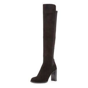STUART WEITZMAN Hijack Over The Knee Suede Stretch-Back Boot In Black Size 6M